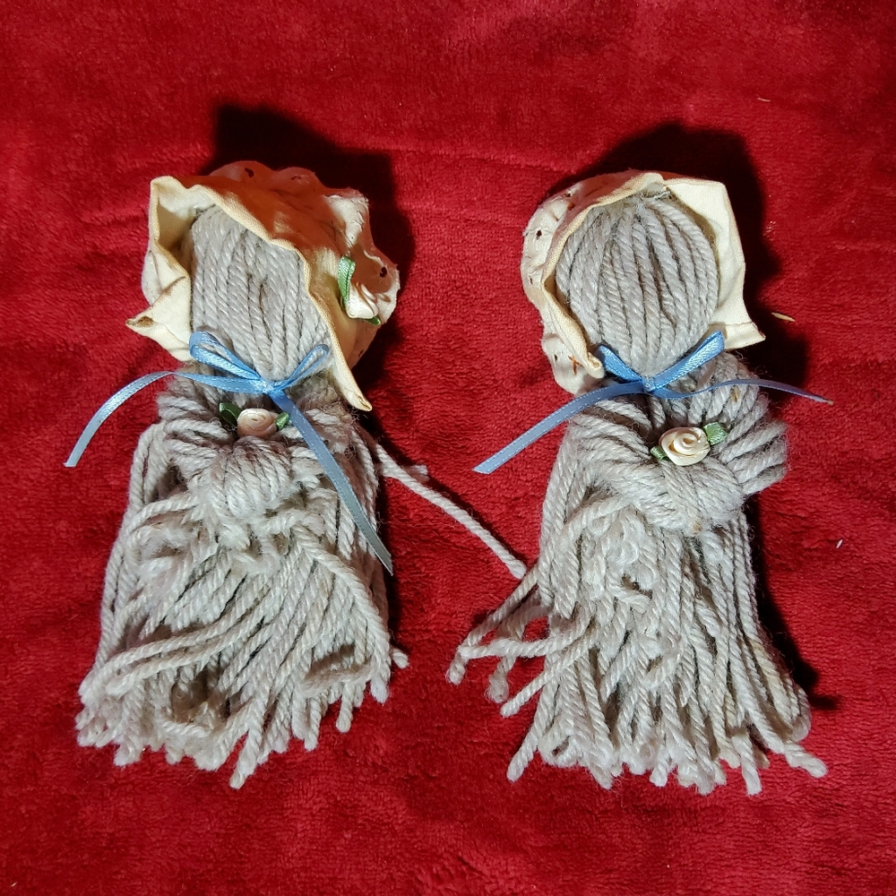 Lot Of 2 Vintage Mop Yarn Rope Dolls